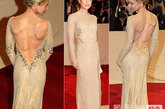 42岁的蕾妮·齐薇格 (Renee Zellweger)一身卡罗琳娜·海莱娜 (Carolina Herrera) 品牌的裸色亮片刺绣超长礼服点缀了红毯。