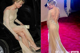 42岁的蕾妮·齐薇格 (Renee Zellweger)一身卡罗琳娜·海莱娜 (Carolina Herrera) 品牌的裸色亮片刺绣超长礼服点缀了红毯。