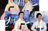 刘亦菲与片中另一位女演员惠英红在韩宣传，入乡随俗都穿上了韩国传统服饰。倒也颇有几分韩国传统大家闺秀的气质。