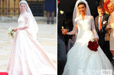 2，凯特婚纱“撞衫”比利时王妃伊莎贝拉 相似度80%。在英国威廉王子（Prince William）与凯特-米德尔顿（Kate Middleton）的“世纪大婚”在伦敦威斯敏斯特大教堂隆重举行的同事。有媒体拿出2009年9月比利时王子爱德华迎娶意大利女星伊莎贝拉的照片做对比，虽然在排场上，比利时王子的婚礼远不及威廉王子的，但是凯特和伊莎贝拉的婚纱“撞衫”却颇有看头，从图片可以看出两人婚纱的相似度可达80%，同为白色拖地婚纱，袖口和领口部分为蕾丝刺绣，看来伊莎贝拉更有先见之明，在2年前就穿起了同款婚纱。

