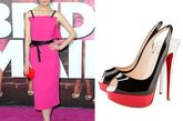 Rose Byrne穿着Christian Louboutin “Lady Peep Sling” 红底鞋 
