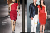 Lanvin(朗雯)早春2011款红色礼服裙。