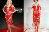 瑞秋·麦克亚当斯的美丽薄纱礼服来自红毯常客Marchesa的2011秋冬系列。
