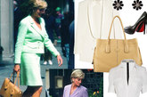 图为戴安娜王妃 (Princess Diana) 拎Tod's D Bag出街，款式简洁的优雅套装配米色D-Bag，没有过多配饰，自然而然散发的浓郁女人味最迷人。