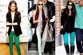 绿色牛仔裤 

Anna Kendrick, LeAnn Rimes和Ashley Greene尝试了本季的亮色牛仔裤趋势，从蓝到绿色彩各异。 
