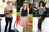 窄边草帽 

CharlizeTheron, Diane Kruger和JenniferHudson通过黑色宽边草帽，展示了夏日风情，而且也达到遮阳效果。

