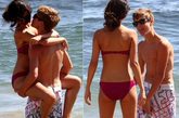 5月26日，Justin Bieber和女友Selena Gomez在夏威夷毛伊岛沙滩度假。