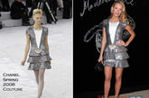 Blake Lively礼服来自于Chanel2008年春夏高级定制系列。银色bling bling闪亮礼服，明暗光泽勾勒S的完美身段。