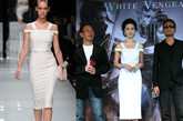 古装片《鸿门宴》在京举行发布会。神仙姐姐刘亦菲 Versace礼服扮知性范儿。
