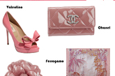 粉色的高跟鞋充满了淑女的气息，而粉色的花朵饰品或是丝巾则将这种淑女气息发挥的淋漓精致。