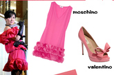 刘嘉玲选择了一条艳粉色的褶皱花边连衣裙，减龄指数百分百。