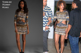 Rihanna 穿着一件Torn by Ronny Kobo Allison Africa 的条纹长袖裙。
在网站Revolve Clothing的售价是 $188美金。