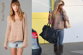 Ashley Tisdale 穿了一件 Free People 的宽松套头毛衫,
这件衣服在网站Shopbop.com 卖$88美金,
手提的黑色大号巴黎世家机车包十分打眼。