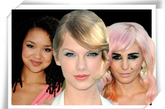 Aisha Dee示范根根分明自然眉型(左)Taylor Swift的眉眼合一(中)Audrey Kitching的夸张粗眉(右)

