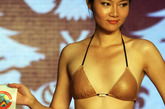 2011世界比基尼模特大赛55个国家和地区的佳丽，来到天津巡游。天津某品牌皮草商正逢2012裘皮新款发布会，邀请比基尼大赛中的佳丽展示新款皮制比基尼设计作品。
