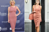 布鲁克林·戴可儿 (Brooklyn Decker)选择的是藕粉色的维多利亚·贝克汉姆 (Victoria Beckham)设计的连衣裙，款式简单，全靠完美贴合身体的剪裁和粉嫩的色泽来打造S曲线。