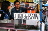 在秘鲁首都利马一些农贸市场，有一些小餐厅出售这种青蛙汁做成的“饮料”，每天都有不少人专门来喝。