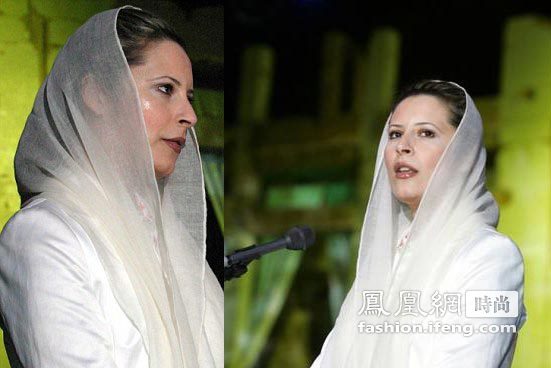 卡扎菲女儿时髦漂亮 开胸式婚纱令人惊艳