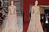 凯拉-奈特利 (Keira Knightley) 亮相2011年第68届威尼斯电影节穿着一袭精致华美的华伦天奴 (Valentino) 2011秋冬高级定制礼服走上红毯。没有任何首饰点缀，简单的盘发衬托得这件隆重的礼服更加复古优雅。