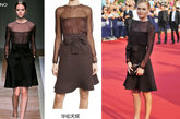 凯特-波茨沃斯 (Kate Bosworth)身穿华伦天奴（Valentino）2011新款礼服裙亮相。完全纱织面料的上半身设计甚是性感，但绝对不会有过火的念头，因为它固有的稳重色调与严谨的款式设计使得凯特-波茨沃斯 (Kate Bosworth)十分端庄。