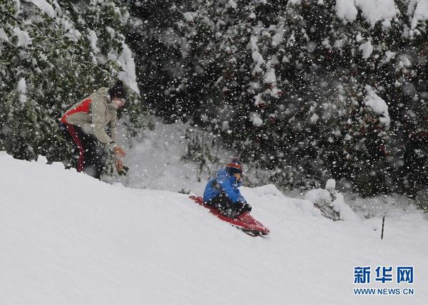 北京此时值金秋 欧洲奥地利已然秋雪来袭