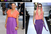 橙紫撞色异域风情：杰西卡-阿尔芭出席2011 CFDA时装设计师协会大奖活动，身穿DVF撞色长裙演浓厚的异域风情，让我们看到了不一样的她。

