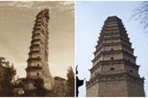 法门寺80年代倒塌：目前法门寺塔已重修一新，并新建了法门寺博物馆对外开放。