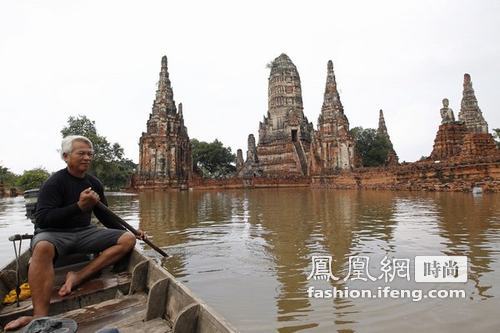 世界遗产泰国古都大城府被洪水威胁