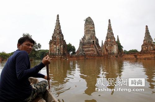 世界遗产泰国古都大城府被洪水威胁