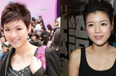 　陈茵媺

　　（左）旧发型：同样是短发，旧发型显得比较尖锐不够柔和；（右）新发型：露出额头看起来非常可爱。 