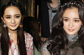 　杨幂

　　（左）旧发型：中分显得性感，加上妆容和配饰就更加别具风格；（右）新发型：卷发很有复古气质，加上发饰和胸前的搭配好像公主一般可爱。 