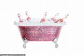 宠物的水晶浴缸。这是最新的奢侈品---3300英镑的宠物浴缸，浴缸表面镶了数千颗粉色施华洛世奇水晶。