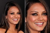 Mila Kunis选用棕色烟熏妆表现热情大胆的妆效。同色系的唇膏未加唇蜜，低调珠光感更显品味。