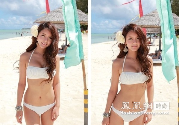 韩国美女海滩写真 走美国式丰满身材路线