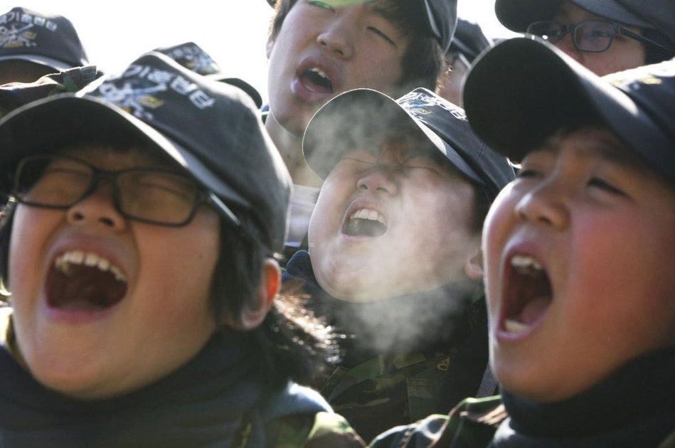 韩国中小学生数九寒天冬训