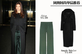 杰西卡-贝尔（Jessica Bie）墨绿色阔腿裤出街，搭配长款黑色呢大衣，既保暖还有女神范。
