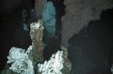 “失落世界”的黑烟囱：地壳上的这些裂口被称为黑烟囱，能够喷出富含矿物质的海水，水温高达720华氏度。这些包含硫化氢的的矿物质为黑暗世界的生态系统提供食物。令人惊奇的是研究人员在深海热泉附近没有发现任何的虾、管虫、蚌类或者其它的代表性生物。