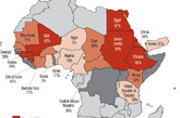 非洲流行割礼的地区，红色越深割得越彻底