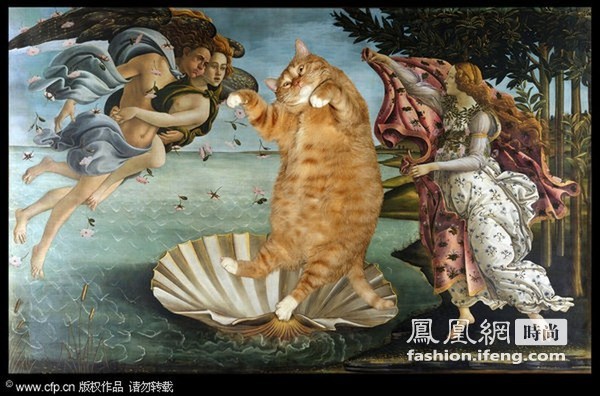 俄罗斯艺术家玩转PS  肥猫“大闹”世界名画