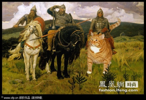 俄罗斯艺术家玩转PS  肥猫“大闹”世界名画