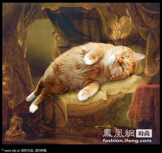 俄罗斯艺术家玩转PS  肥猫“大闹”世界名画