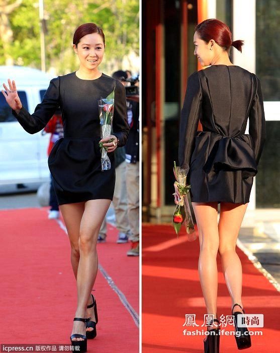 韩国女星礼服秀有点灾难 裙子太短鞋穿错