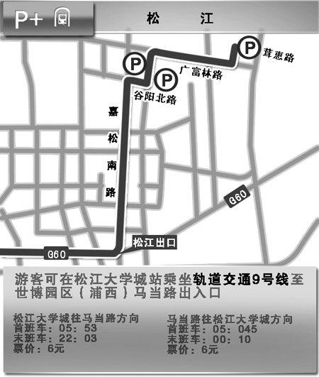 [服务信息]上海市境高速公路口设5大世博P+R停车场