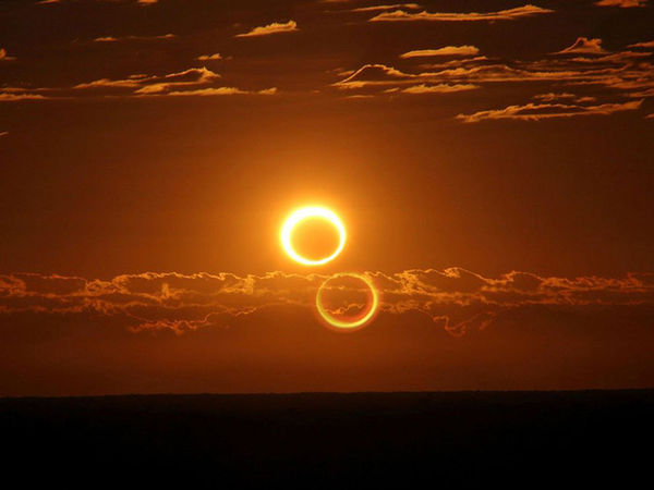 　　澳大利亚的日全食照片，似悬挂于天空的“火环”。