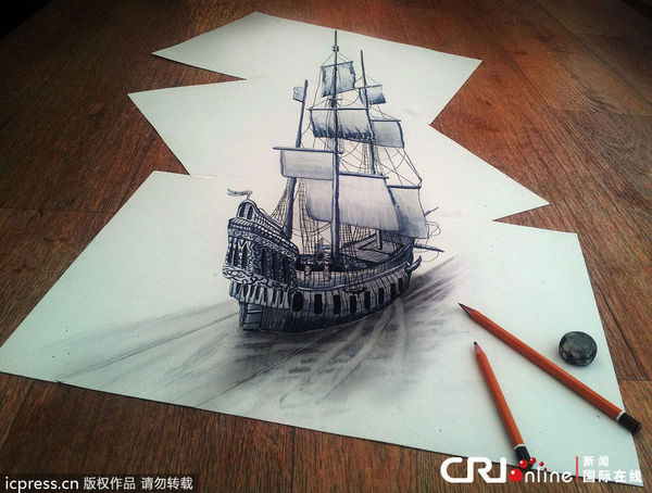 创意3D铅笔画 以假乱真震撼视觉 图片来源:东方IC 国际在线消息:当地时间2013年6月20日报道,31岁的荷兰艺术家拉蒙-布鲁因(Ramon Bruin)十分具有才华,他擅长用铅笔绘制3D立体画作,并通过对笔墨浓淡的控制,阴影以及灯光的配合,使得这些作品中的建筑、昆虫和动物等在特定角度上看起来跃然纸上,带来令人惊叹的立体错觉。