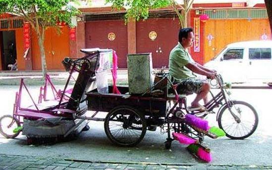 民间发明牛人,自己研制出的清洁车!